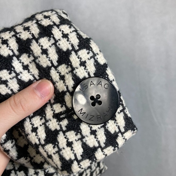 Isaac Mizrahi Jacket Womens Sz 12 Black White Tweed Wool Blazer Logo Buttons‎ - Picture 6 of 9